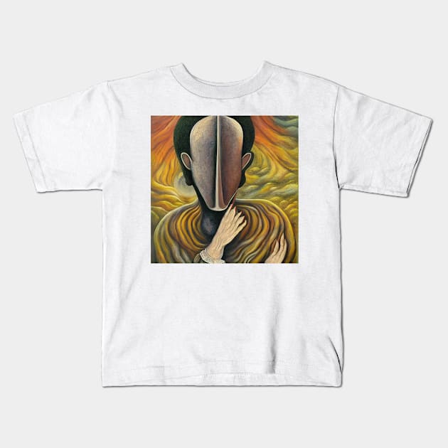 Surreal portrait without a face Kids T-Shirt by Alekxemko